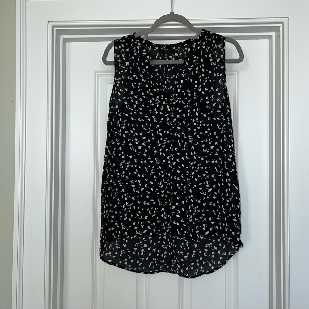 JCrew black and white floral blouse
